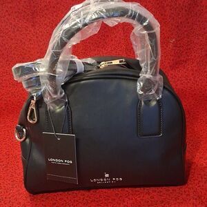 London Fog Black Satchel Bag With Strap New With Tags